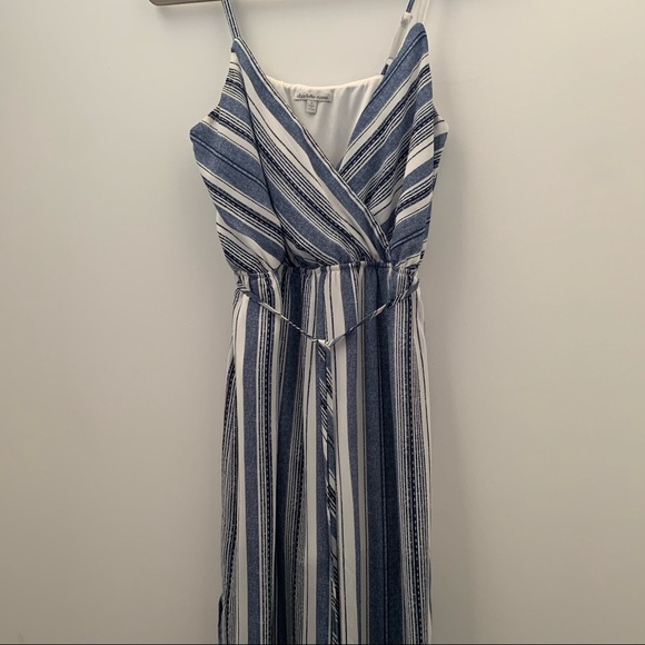 Charlotte Russe White and Blue Striped Jumpsuit - Picture 3 of 12